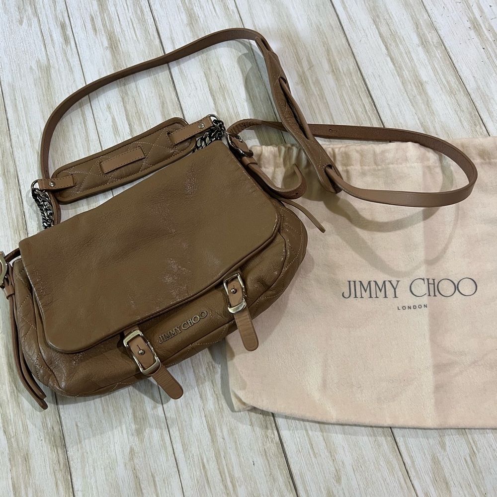 Jimmy Choo Beige Proenza Crossbody Purse Bag & Dust Bag